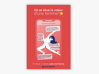 Campagne contre le sexisme ordinaire emoji femme gradient illustration poster print red sexism sexisme sexy women