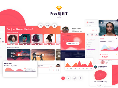 SoundBuzz Music App - Free UI KIT ✌️😎✨ apps dashboard design fatmaaroua free music print project sketch uikit uxui