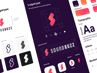 SoundBuzz Guidelines branding chart fatma aroua free gradient grid logo guidelines icon logo music print typography ui uikits ux