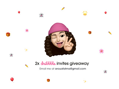 2 Dribbble Invites Giveaway ✌🏻 design dribbble dribbble invite emojis fatma aroua invitation invite pink