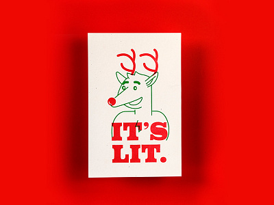 It's Lit christmas illustration print risograph rudolph