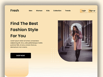 Fashion website UI Design classic colorful design glassmorphism hero illustration landing page orange personal style stylish trend ui uidesign userinterface web web design website