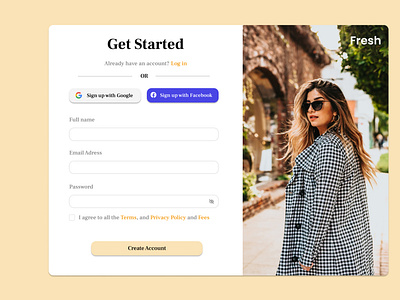 Sign up page UI