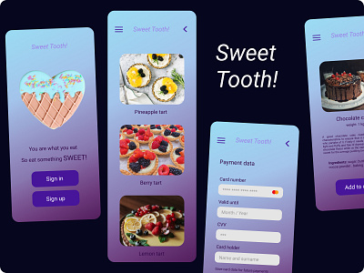 Sweet Tooth! app design ui ux