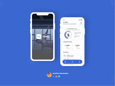 Trainy App app branding design food health running steps ui ux web