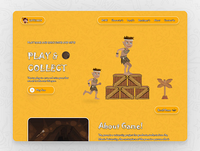 Caveman Game Design 2d characters design figma game graphic design landing page ui unity ux web