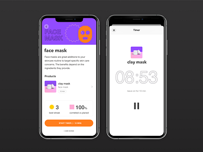 Basic Beauty - Routine Planner iOS app beauty cosmetic face illustration ios app mobile planner product routine skin skincare timer ui