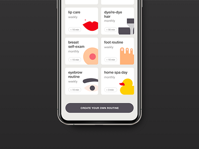 Basic Beauty - Routine Planner iOS app app beauty care cosmetic facial illustrations ios mobile planner routine skin skincare