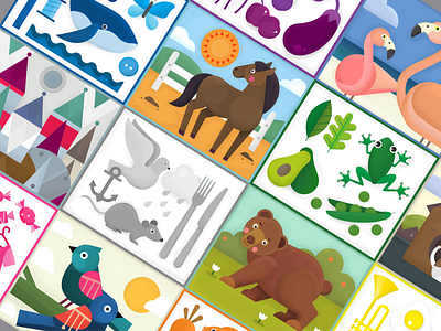 Illustrations for the kid's mode of the MasterPics app app games illustration kids ui