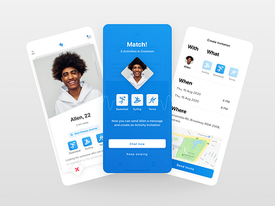 SideFit App app finder fit fitness invitation ios matching minimal mobile sport tinder ui ux