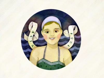 Swimmer girl illustration summer swimmer