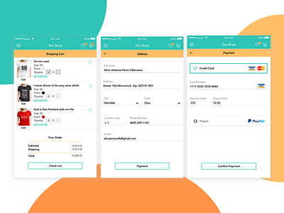 Tee Shop E-commerce app appdesign cart ecommerce iosdesign mobile payment shop shop app