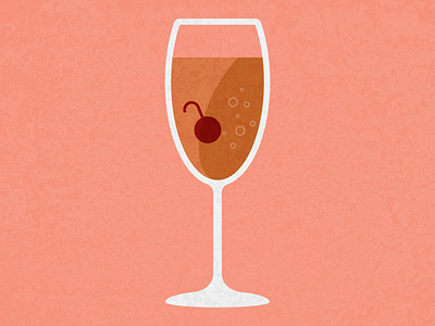French 75 alcohol beverage bubbles champagne cherry drink gin glass illustration libation vector