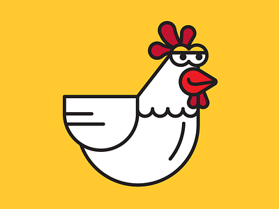 Chicken Dribbble animal beak bird bright chicken fun hen illustration line mono weight poultry rooster round vector wings