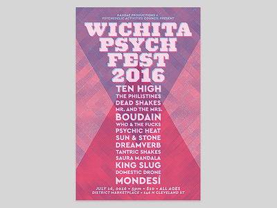 Wichita Psych Fest 2016 gig poster music festival poster psychedelic texture type typography wichita