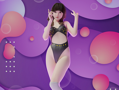 The graphic girl 3d 3dart art asian beauty blender character design cute daz studio design illustration kawaii photoshop portrait woman