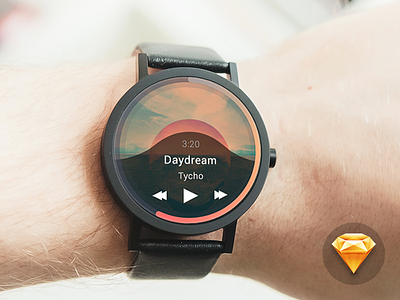 Android Wear Music Player Concept android concept design kit music player sketch smartwatch ui ux watch wearables