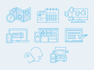 Skedulo spot illos connectivity data icon jobs location manage mobile notification real time scheduling spreadsheet systems visibility workforce