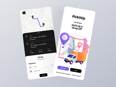 Courier App design : PickitUp - On demand pickup & dropoff app design ui ux