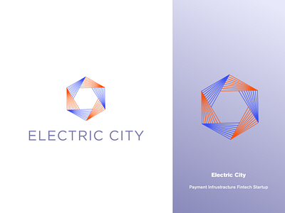 Electric CIty abstract logo blue branding center logo cooperation logo cooperation logo electric city electric logo fintech logo logo money money transaction orange payment infrustracture startup payment logo strips symmetrical logo visual identity 科技logo 金融 金融科技