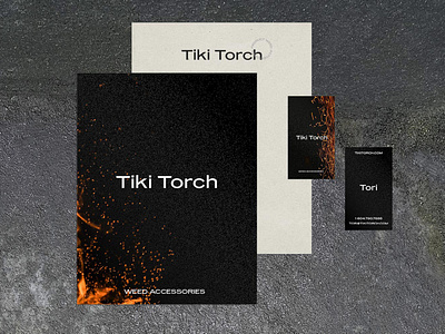 Tiki Torch weed branding stationary amber black brand branding burning dark design fire flame lighting logo logo designer simplistic visual identity 品牌设计 设计