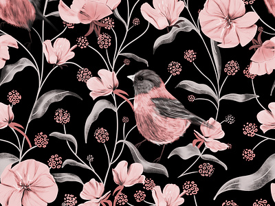 Pink Birds & Flowers