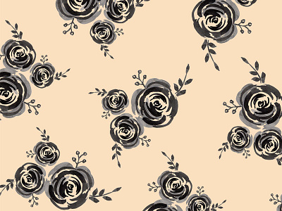 Black Roses Pattern black floral flowers illustration pattern roses watercolor