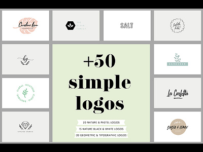 +50 simple logos design geometric graphic design logo logotype minimal nature pastel typographic