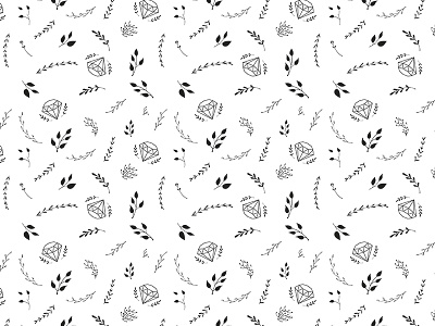 Diamonds + leaves black black and white botanic diamond illustration leaves minimal monochrome nature pattern vector