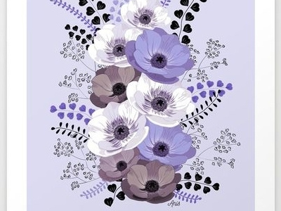 Anemones bouquet in blue