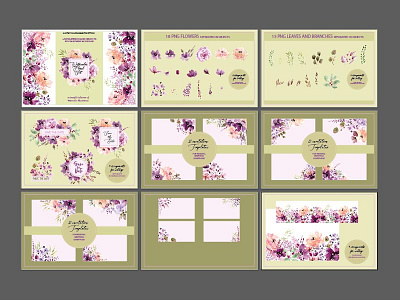 Watercolor Set brushes drawing flowers graphic design illustration leaves painting pattern watercolor