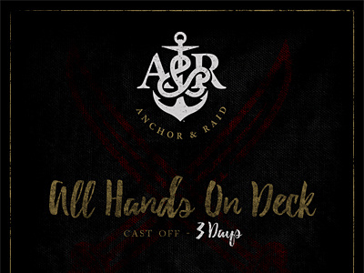 All Hands On Deck design gold logo pirates pirates life for me sword treasure typography