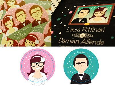 Wedding stickers and invitation caricature illustration invitation invite rsvp stickes wedding