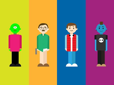 Characters alien aliens back to the future breaking bad character flat flat design mascot punk