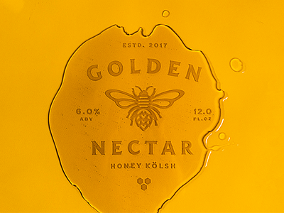 Golden Nectar badge bee beer branding honey honeycomb icon illustration label lockup