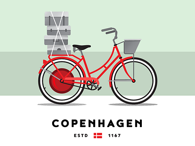 Travel Poster abstract bike copenhagen icon illustration luggage poster red travel