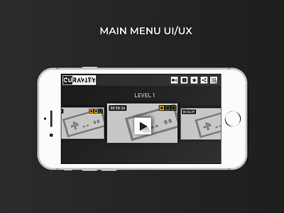Curavity Main menu UI Design application black game logo mobile game puzzle game ui design ux design
