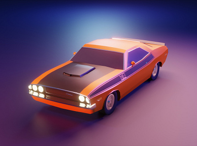 Dodge Challenger - Low Poly Car 3d art 3d design 3d modeling blender car dodge challenger low poly low poly