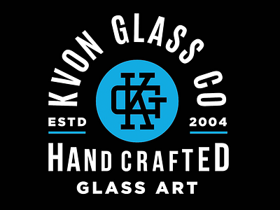 Kavon Glass Co. 2 badge glassblowing icon lettering lockup monogram