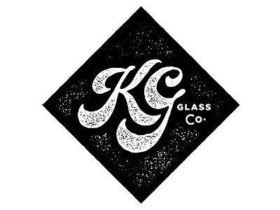 Kvon Glass Co. 3 badge glassblowing icon lettering lockup monogram script textured