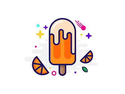 Orange Creamsicle cannabis cbd flat icecream icon orange pushpop space vector