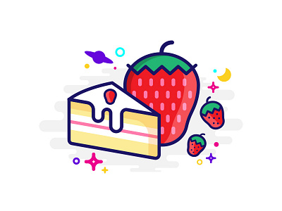 Strawberry Shortcake cake clean flat foodie icon shortcake space strawberry vector