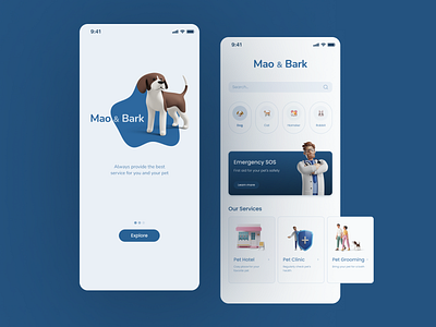 Mao & Bark | Pet Service animal app branding design figma illustration logo mobile pet pet service ui ui design uiux visual design