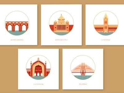 Indian City Icons cities iconography india visual design