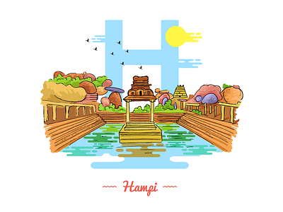 H ~ Hampi 36day h @36daysoftype adobe designmilk designspiration graphicdesigncentral heritage illustration india sheherseries theydrawandtravel travel