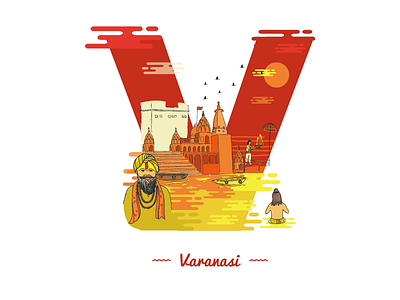 V ~ Varanasi. 36day v @36daysoftype adobe designmilk designspiration graphicdesigncentral heritage illustration india sheherseries theydrawandtravel travel