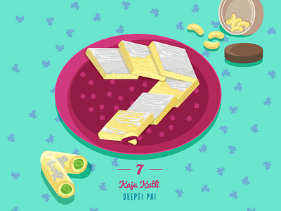 7 ~ Kaju Katli. 36day 7 @36daysoftype adobe amithaiaday designmilk designspiration food graphicdesigncentral heritage illustration india theydrawandcook