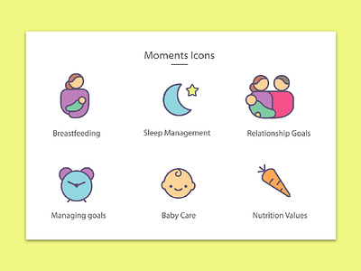 Baby Onboard - Moments Icons babycare family health healthcare icons illustration lineicons nutrition parenting pastelcolors pediatrics vector