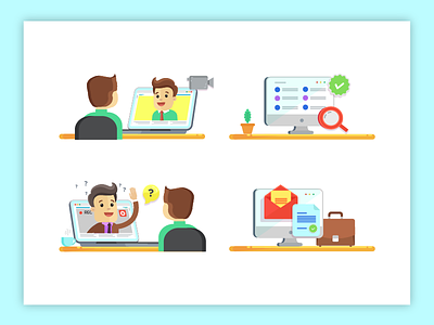 Job Interview - Illustration design flat graphic iconography illustration interaction line icons job recruitment service uxui vector