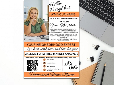 Real Estate Hello Neighbor Flyer Design 01 agent beautiful design branding design flyer flyerdesign graphic design illustration image editing logo